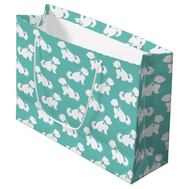 Maltese Dog Puppy Short Hair Teddy Bear Large Gift Bag (Front Angled)