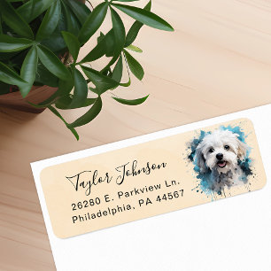 Maltese Dog Return Address Label