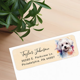 Maltese Dog Return Address Label