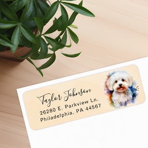 Maltese Dog Return Address Label