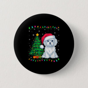 Maltese Dog Santa Hat Men Women Kids Christmas Tre 6 Cm Round Badge