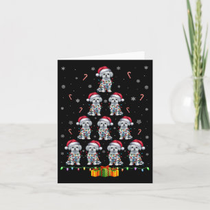 Maltese Dog Santa Hat Xmas Lights Men Women Christ Card