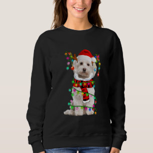 Maltese Dog Santa Xmas Puppy Christmas Lights Sweatshirt