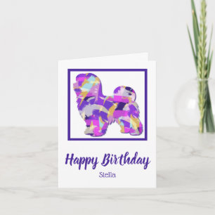 Maltese Dog Silhouette Cute Purple PY&B Funny Card