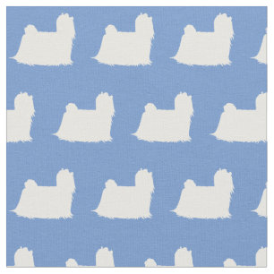 Maltese Dog Silhouette Pet Light Blue Fabric