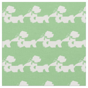 Maltese Dog Silhouette Pet Sage Green Fabric