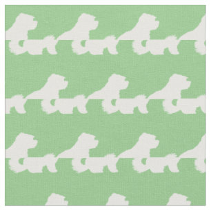 Maltese Dog Silhouette Pet Sage Green Fabric