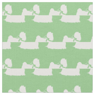 Maltese Dog Silhouette Pet Sage Green Fabric