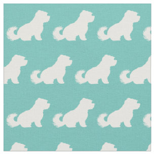 Maltese Dog Silhouette Pet Teal Fabric