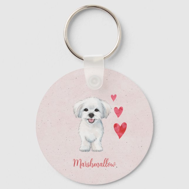 Maltese Dog Toy Breed Key Ring (Front)