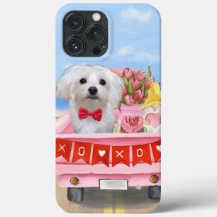 Maltese Dog Valentine's Day Truck iPhone 13 Pro Max Case