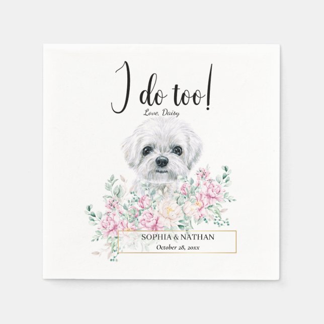 Maltese Dog Wedding Cocktail Napkins (Front)