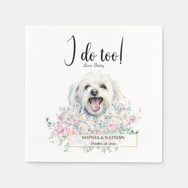 Maltese Dog Wedding Cocktail Napkins (Front)