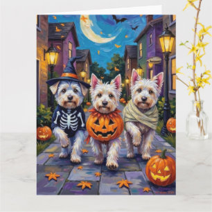 Maltese Dogs Trick-or-Treating Halloween Costumes Card
