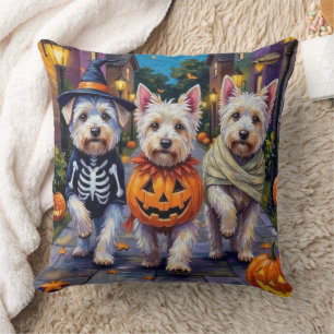 Maltese Dogs Trick-or-Treating Halloween Costumes Cushion