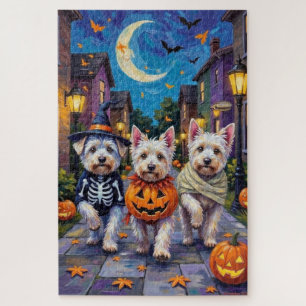 Maltese Dogs Trick-or-Treating Halloween Costumes Jigsaw Puzzle