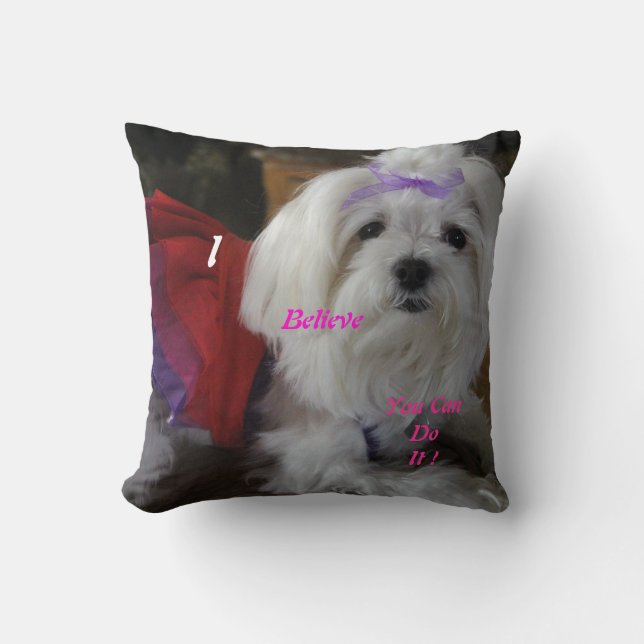 Maltese Dressed-Up Pillow (Front)