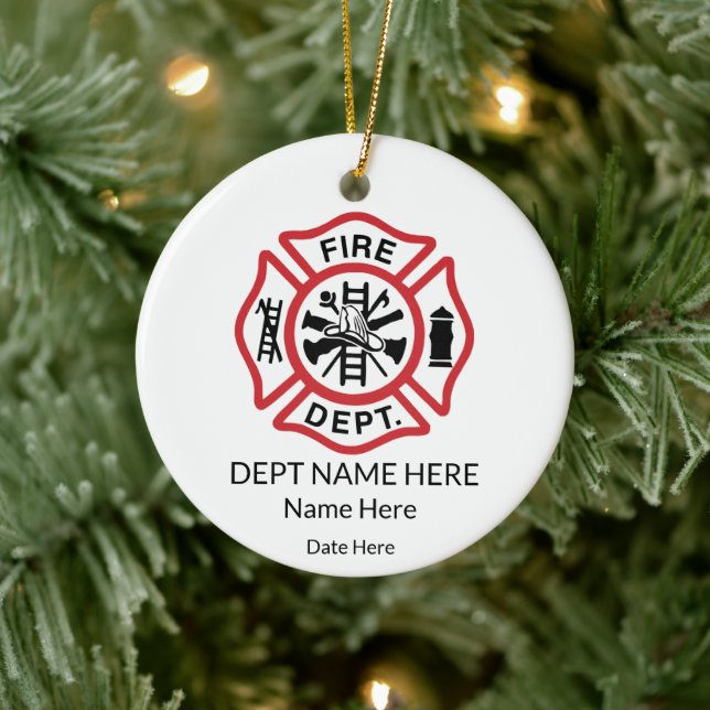 Maltese Fireman Firefighter Ceramic Ornament (Tree)