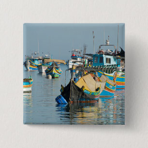 Maltese Fishing Boats Marsaxlokk In Malta 15 Cm Square Badge