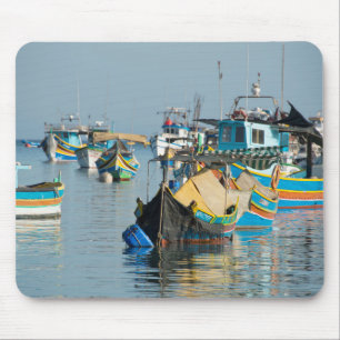 Maltese Fishing Boats   Marsaxlokk In Malta Mouse Pad