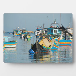 Maltese Fishing Boats Marsaxlokk In Malta Plaque