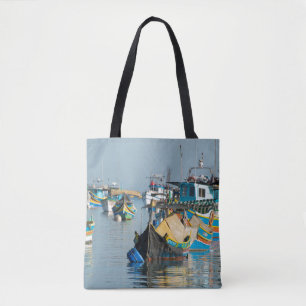 Maltese Fishing Boats   Marsaxlokk In Malta Tote Bag