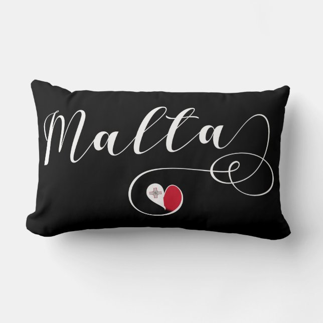 Maltese Flag Heart, Malta Lumbar Cushion (Front)