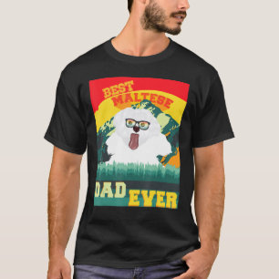 Maltese Graphic Vintage For Best Dad Dog T-Shirt