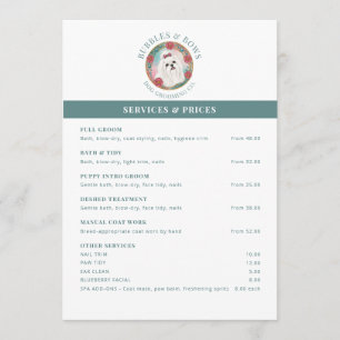 Maltese Grooming Salon Price List Flyer Card