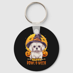 Maltese Halloween Dog Howl O Ween Funny Pet For Me Key Ring