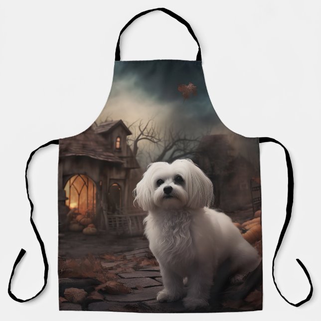 Maltese Halloween Scary Apron (Front)