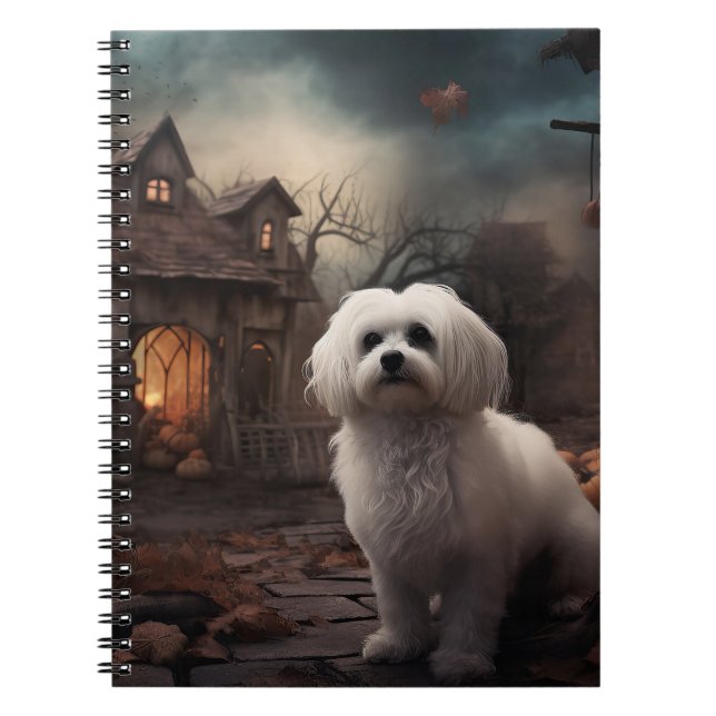Maltese Halloween Scary Notebook (Front)