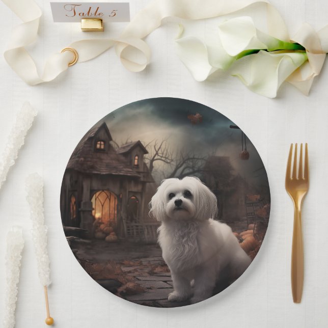 Maltese Halloween Scary Paper Plate (Wedding)