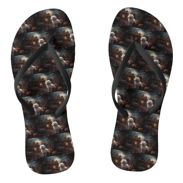 Maltese Halloween Scary Thongs (Footbed)