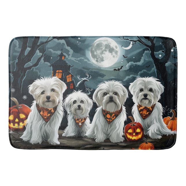 Maltese Halloween Spooky Bath Mat (Front)