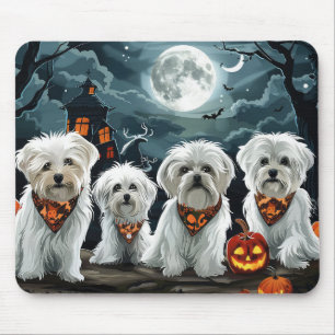 Maltese Halloween Spooky Mouse Pad