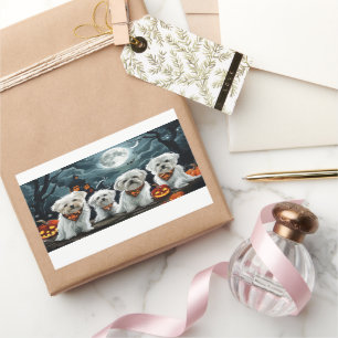 Maltese Halloween Spooky Rectangular Sticker