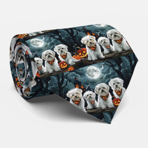 Maltese Halloween Spooky Tie