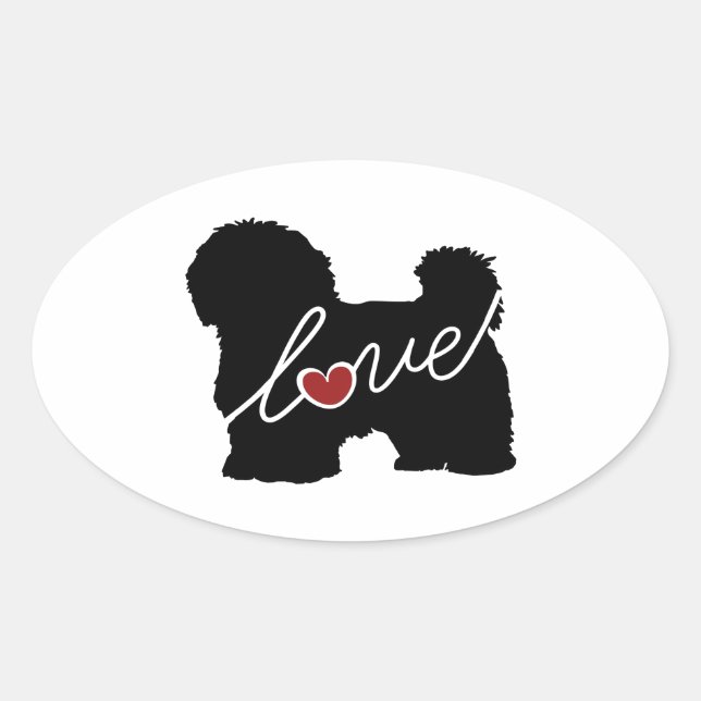 Maltese / Havanese Love Oval Sticker (Front)