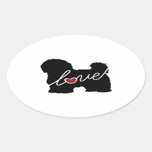 Maltese / Havanese Love Oval Sticker