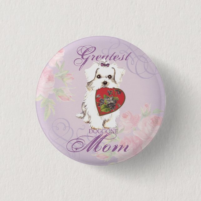 Maltese Heart Mum 3 Cm Round Badge (Front)