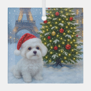 Maltese Holiday  Glass Tree Decoration