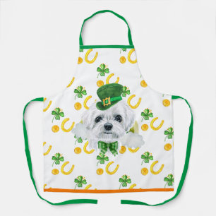 Maltese Holiday Home Decor St Patricks Day Dog Apron