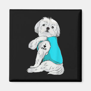 Maltese I Love Dad Tattoo Apparel, Dog Dad Gifts D Magnet