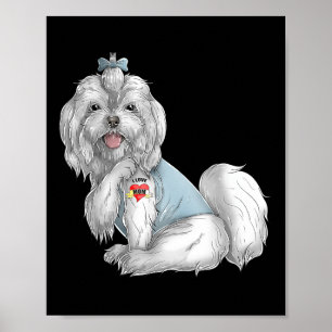 Maltese I Love Mum Tattoo Dog Funny Mothers Day Gi Poster