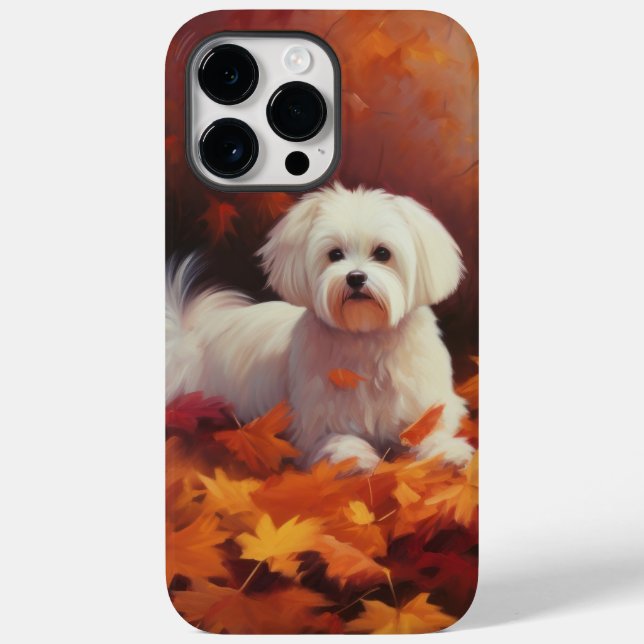 Maltese in Autumn Leaves Fall Inspire  Case-Mate iPhone Case (Back)