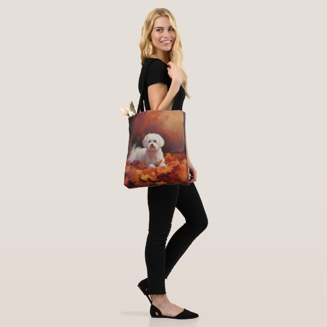 Maltese in Autumn Leaves Fall Inspire  Tote Bag (On Model)