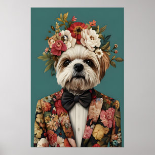 Maltese In Suit Poster, Maltese Portrait, Maltese Poster