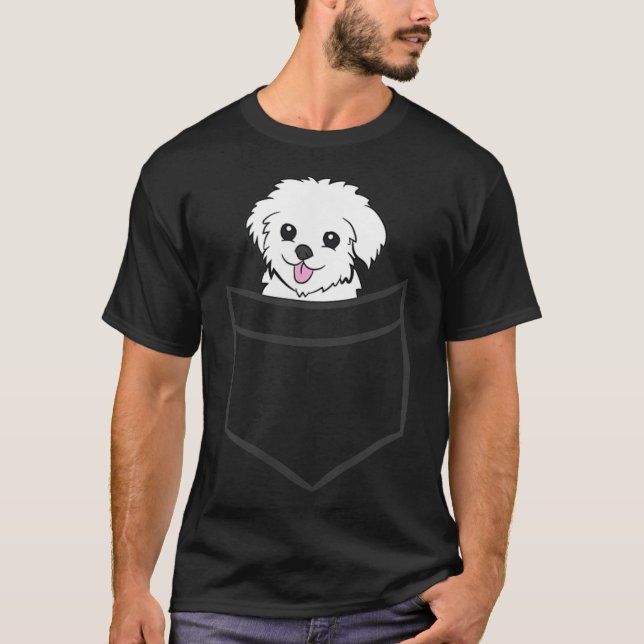 Maltese In The Pocket Cute Maltese Dogs T-Shirt (Front)