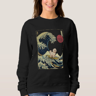 Maltese Japanese Kanagawa Wave Surf Dog Sweatshirt